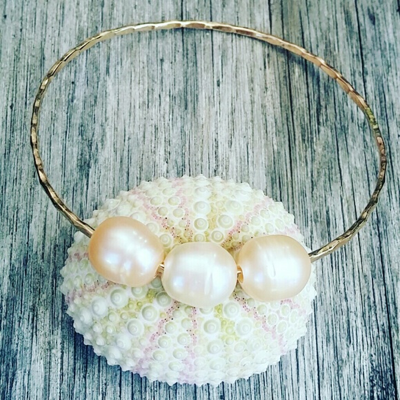 Jewelry - 14kt GF Pink champagne 12mm Pearl Bangle